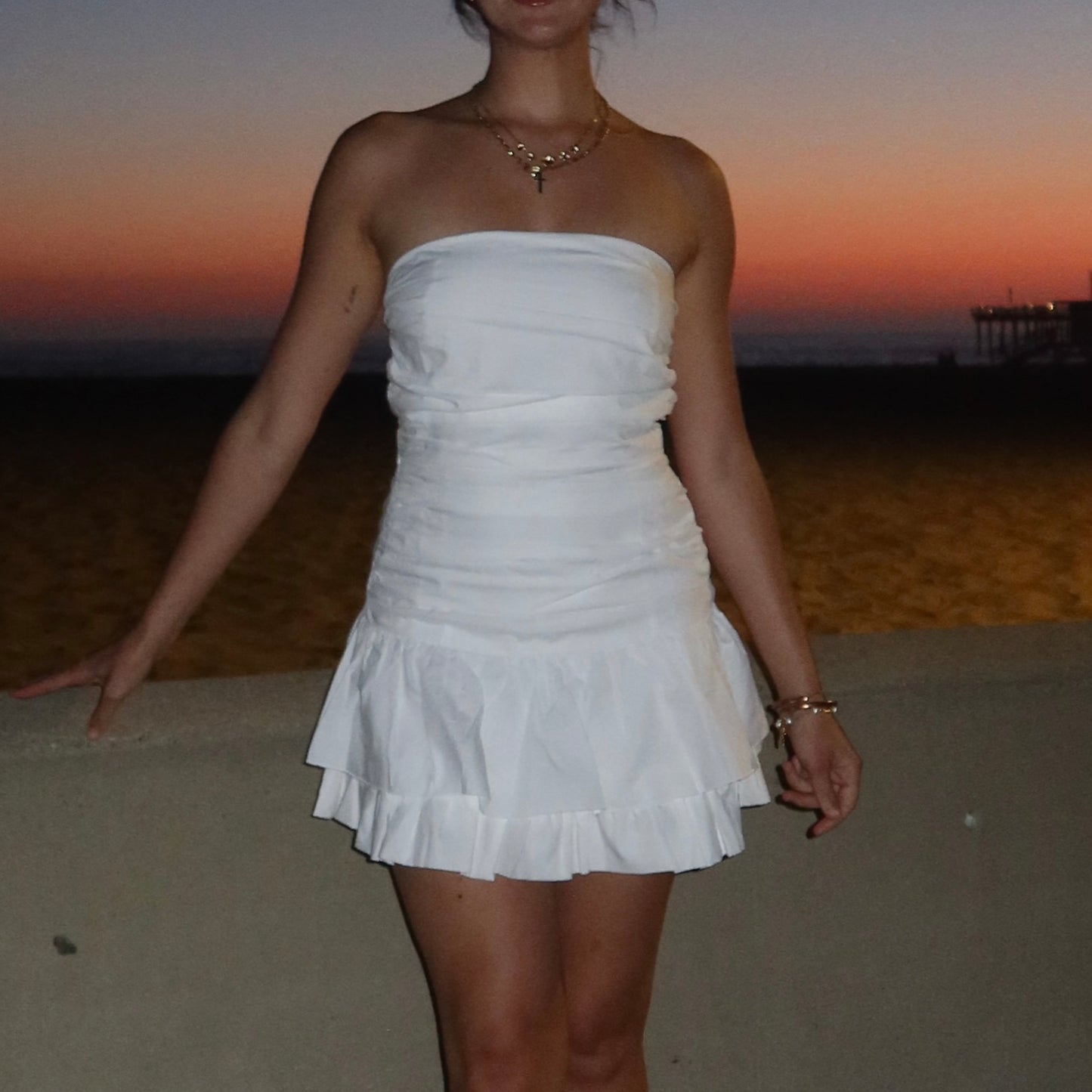 Mini Poplin Ruffle Dress
