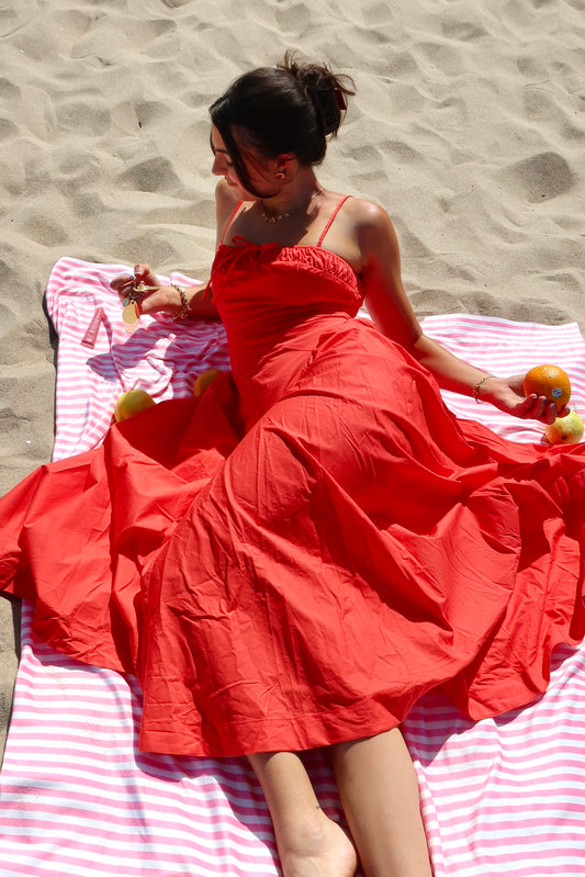 Milkmaid Maxi Dress | True Red